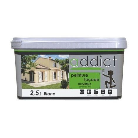 Peinture façade acrylique 2.5L ton pierre – Protection durable – Résistance UV et intempéries – Finition mate élégante – Addict