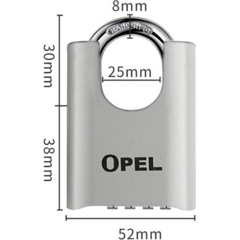 Cadenas Code 4 Chiffres, 52mm Cadenas Extérieur Etanche, Robuste et Antivol, 8mm Loquet Cadenas à CombinaisonGris, poutre couverte 50mm