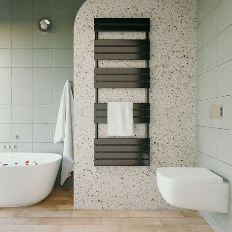 AICA 1600x600mm Black Designer Heated Towel Rails Bathroom Ladder Radiator (1/5)