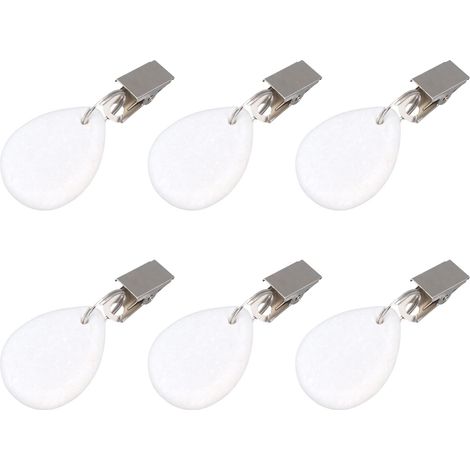 Lot de 6 poids de nappe ovales en acier inoxydable effet marbre, petits, imperméables, antirouille, résistants, à pince, parfaits pour les fêtes et les pique-niques. (1/5)