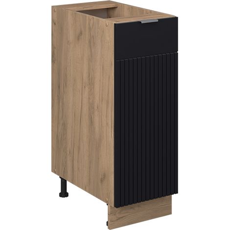 Armadio cucina dispensa alto Fame-Line, Nero rigato, 30 cm senza piano di lavoro, Vicco
