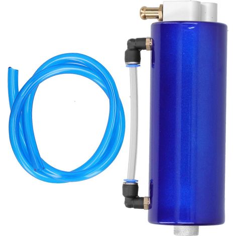 Kit de réservoir de récupération d'huile universel avec support de tuyau d'huile, colliers de serrage, vis et écrous de connexion (bleu) (1/5)