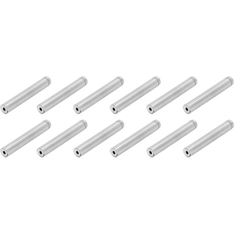 Kit de 12 vis d'entretoise en acier inoxydable 12 x 80 mm pour la fixation de panneaux publicitaires sur verre, idéal pour une utilisation domestique. (1/5)