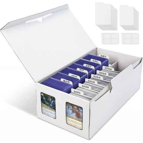 Boîte de rangement pour cartes à collectionner, 2 compartiments, 1 En carton, avec fenêtres, jusqu'à 2 000 cartes au format standard, pour cartes de sport, TCG et cartes à collectionner (1/5)