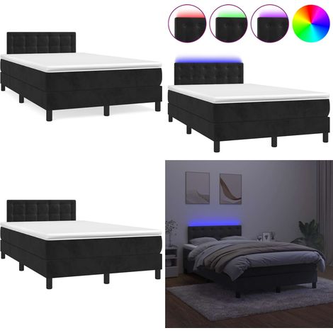 Sommier à lattes de lit et matelas LED noir 120x190 cm velours - Lit Plateforme - Lit Design - Lit Capitonné - Lit Velours - Lit Avec Éclairage Led - Home & Living (1/5)