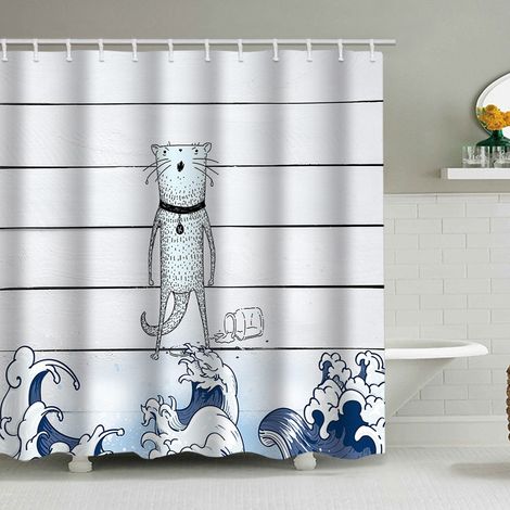 180 x 180 cm Duschvorhang mit lustigem Tiermuster, wasserdicht, inklusive 12 Haken, geeignet für Erwachsene und Kinder, Badezimmerdekorationsaccessoire.