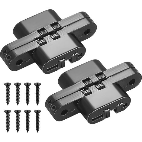 4-piece concealed door hinges, hidden hinge, 3-way adjustable black metal swing end hinges, 180-degree invisible (1/5)