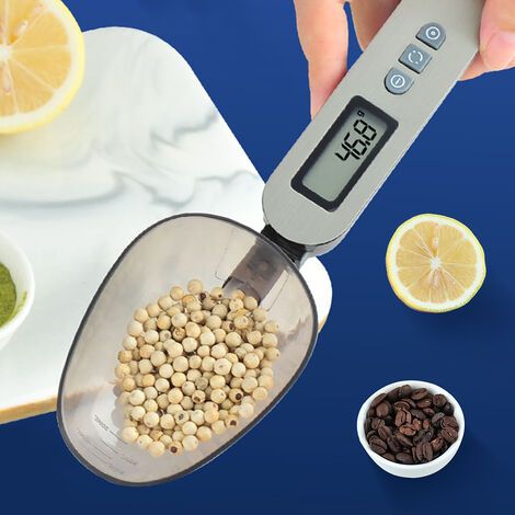 Balance de cuisine numérique LCD 25 cm avec deux cuillères doseuses pour aliments (farine, lait, café) - 500 g / 0,3 g-AquaForge (1/5)