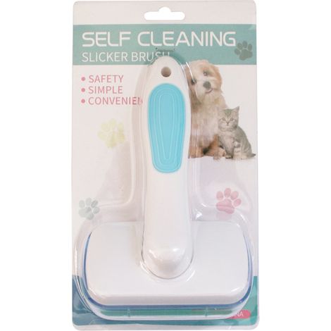 peigne pour animaux de compagnie chien chat brosse de massage chaton épilation automatique peignes à nœuds ouverts(bleu) (1/5)