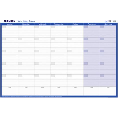 Franken PKW1002 Sottomano Piano mensile, Settimanale undatiert Bianco, Blu (L x A) 910 mm x 610 mm 1 pz. PKW1002 (1/5)