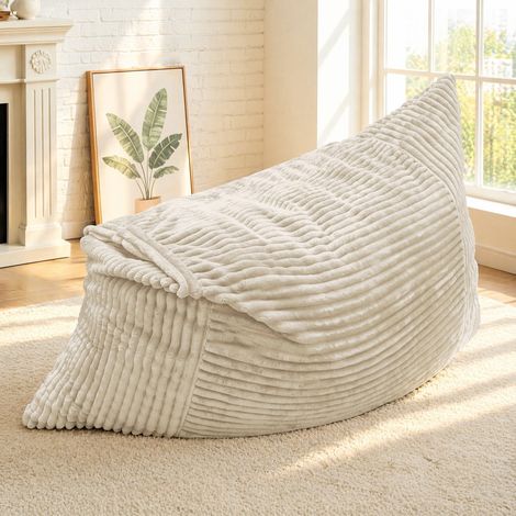 Fauteuil pouf convertible 180x125 cm en tissu blanc, modulable, gain de place pour salon FloraGrace (1/5)