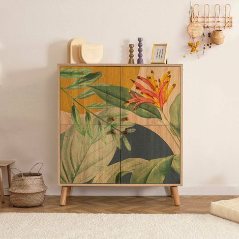 Credenza Agyemang, Madia 3 Ripiani, 4 Ante, 4 Vani, 95x36x111h cm Marrone Quercia