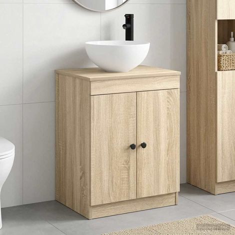 vidaXL Juego de muebles de baño Roble Sonoma Madera de ingeniería (1/5)