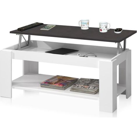 Mesa de centro elevable Ambit Blanco Artik (Blanco Mate) - Óxido 100cm (ancho) x 43–54cm (alto)