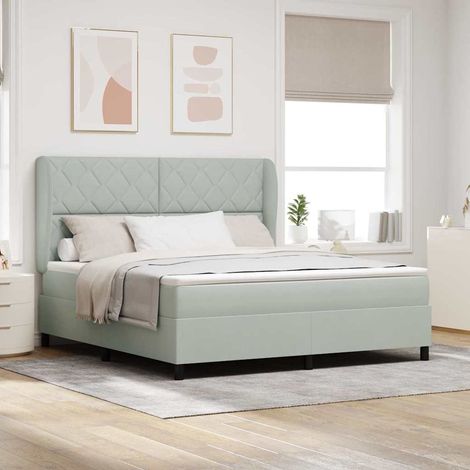 vidaXL Cama tipo Box Spring Manual Gris Claro 200 x 180 cm Terciopelo (1/5)