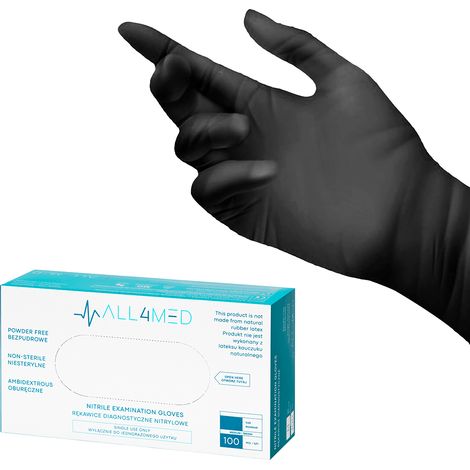 All4med Einweg-Nitril-Diagnostikhandschuhe schwarz L (1/2)