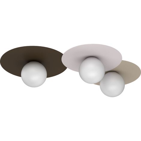 Plafonnier décoratif Flat Luminex 3xE27 beige brun avec boules blanches (1/5)