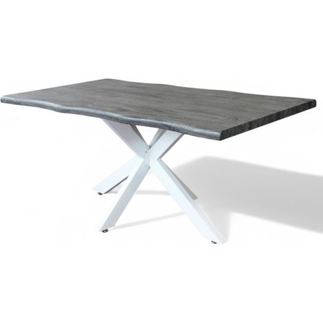 Tavolo con struttura in metallo e piano in melaminico 160x90xH75 cm Floym - Bianco e Grigio (1/4)