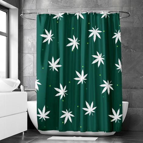 Rideau de douche motif cannabis artistique moderne, polyester imperméable, 90x180 cm (1/5)