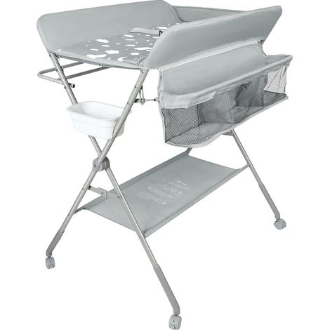 Table à langer, Design portable, Hauteur réglable, Gris lay (1/2)