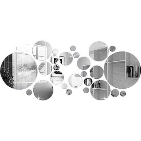 Sticker mural miroir acrylique, décal rond design pour salon cuisine bureau, décoration murale moderne autocollant (1/5)