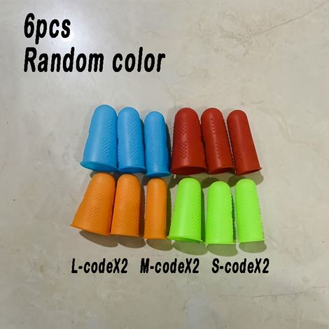 6pcs 6 protections pour doigts, adhésives, dé à coudre pour couture, anti-dérapantes, couleur aléatoire. Pour la fabrication de moules, pistolets à colle, colles à cire, grattoirs, résines, travaux ma (1/5)