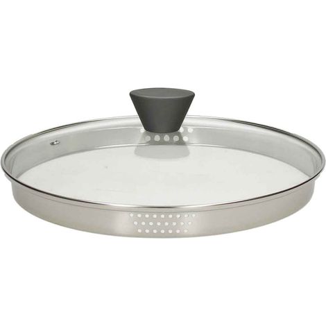 Coperchio Scolatore Bordo Acciaio 28 Cm Vetro Trasparente