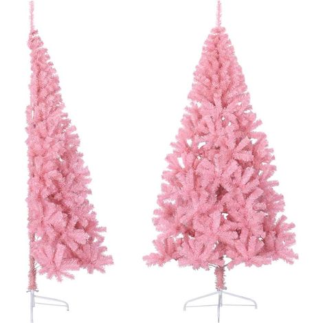 Künstlicher Halb-Weihnachtsbaum mit Ständer Rosa 210 cm PVC