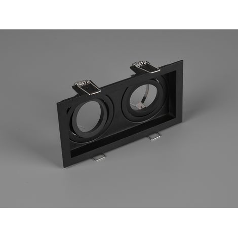 Eckiger 2-flammiger LED Deckeneinbaustrahler Schwarz, schwenkbar 17,2 x 9,2cm (1/5)