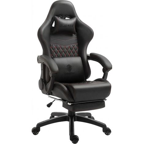 Luxuriöser Gaming-Stuhl – ergonomisches PU-Leder mit gesteppter Polsterung, Massage-Lendenwirbelstütze und Fußstütze, verstellbare Rückenlehne von 90° bis 170°, maximale Belastung: 200 kg