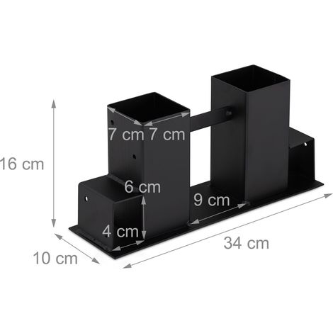 Set di 2 scarpe da impilamento robuste per stoccaggio legna garage dimensioni 16 x 34 x 10 cm in acciaio nero 130007260