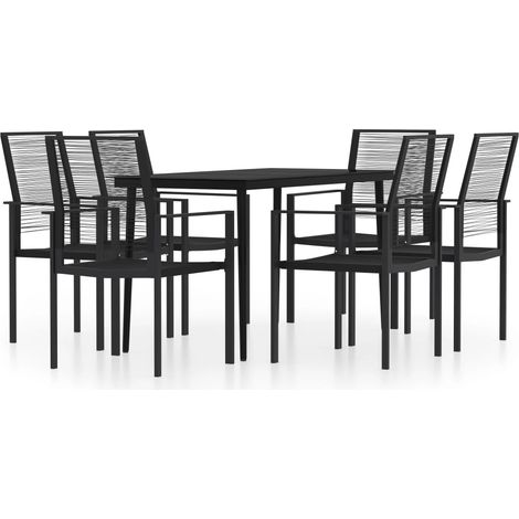 Maison Exclusive - 7-tlg. Garten-Essgruppe Schwarz