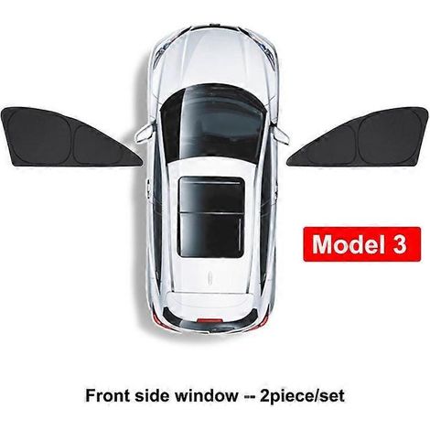 Pare-soleil latéral pour Tesla Model 3 Y, pare-brise avant et arrière, isolation thermique, rideau d'intimité, protection solaire extérieure pour toute la voiture, vitre latérale avant M3 (1/5)