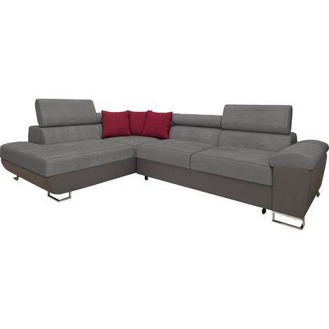 Sofá rinconero Comfivo Ruta II, Soft 029 + Uttario Velvet 2971 + Kronos 02, Función de descanso, Almacenaje, 270x202x71cm, 0 (1/5)