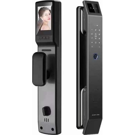 Serrure Intelligente Porte Entrée WiFi 3D avec Reconnaissance Faciale Caméra et Empreinte Digitale