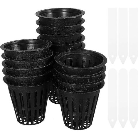 Pots en filet à mailles perforées, pots de pépinière en plastique pour culture hydroponique, noirs, résistants aux UV, compatibles avec la circulation de l'air, lot de 1 (1/4)