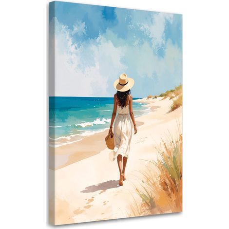 Wandbild Frau beim Entspannen am Strand 60x90 cm (1/5)