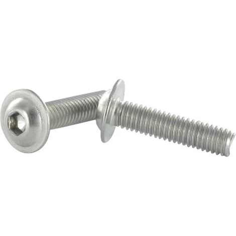 Vis métaux BHC (Tête Bombée Hexagonal creux) Embase collerette M6X60 Clé de 5 HC5 Inox A2-30 pièces