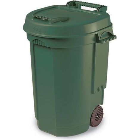 Cubo de basura de 110 L con ruedas verde - Eda