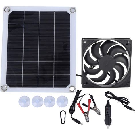 Portable 10W Solar Panel Exhaust Fan for Outdoor Car Charging, Uses DC5V, No Energy Storage Function (1/4)