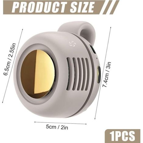 Mini ventilateur silencieux sans pales portable avec clip de taille, ventilateur mains libres rechargeable avec 3 vitesses pour voyage, bureau, chemise, cadeau d'été pour les amateurs de plein