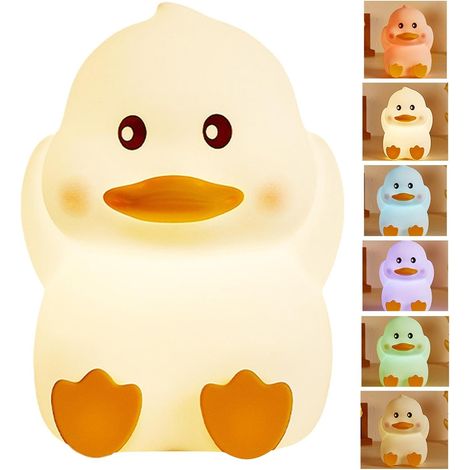 Veilleuse en silicone - Lampe veilleuse canard mignonne, rechargeable, lampe animalière à changement de couleur avec capteur