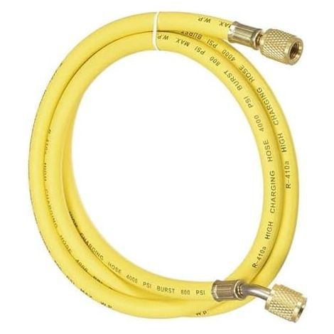 Tuyau de charge de climatisation 1,5 m avec filetage 1/4 SAE, pression de travail 800 psi, tuyau de réfrigérant jaune en caoutchouc et laiton pour technologie de refroidissement HVAC (1/5)
