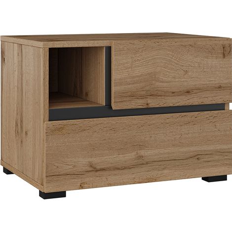 Comodino 2 cassetti Lilia marrone 40cm (1/5)