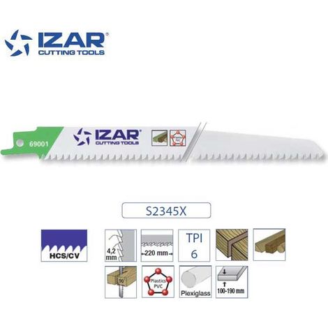 Lame scie sabre Izar S2345X (lot de 5) HCS/CV 240 mm TPI 6