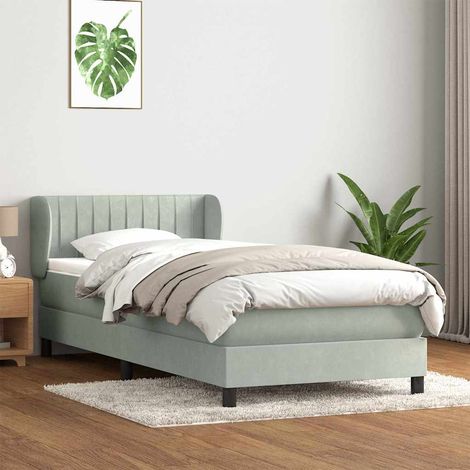 Boxspringbett mit Matratze Hellgrau 80x210 cm Samt (1/5)