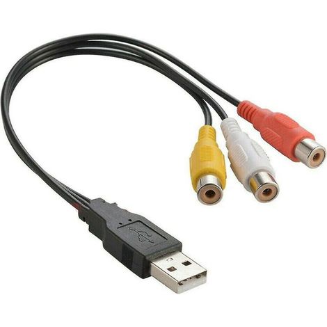 2 pièces Câble convertisseur,USB 2.0 mâle vers 3 RCA femelle,Vidéo AV,HDTV PC (1/4)