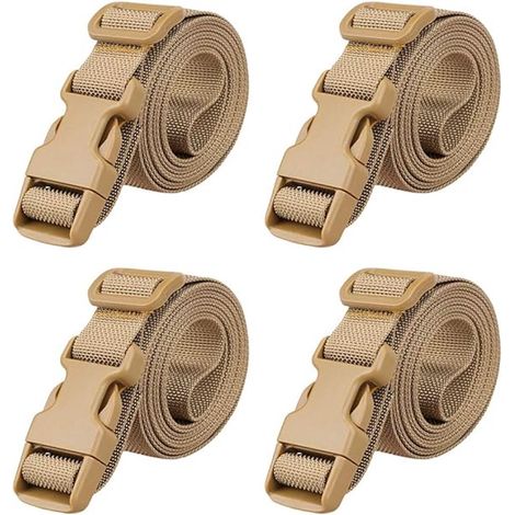 Lot de 4 sangles à bagages réglables dimensions 2,5 x 200 cm avec fermeture à clip pour valises et accessoires de voyage (1/5)