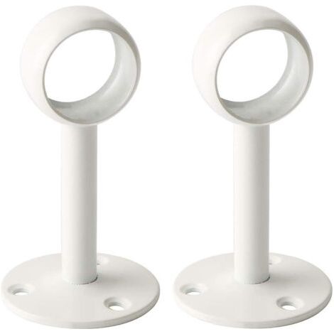 BUNTHAUS Blanc Brillant 2 Pcs Tringle Rideau Plafond en Acier Inoxydable, Support Tringle Penderie pour Tube de rond Ø 25 mm (1/4)