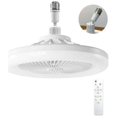 Ventilateur Plafond Avec Lumiere,ventilateur De Plafond Avec Télécommande,ventilateur Silencieux Plafond,E27 plafonnier LED à Intensité Variable,3vitesses,Temporisable (Blanc) (1/5)